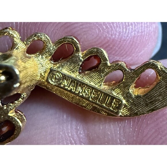 MAMSELLE: FLOWER GARDEN LEAF VINTAGE BROOCH 24k Gold Plated - Picture 3 of 3